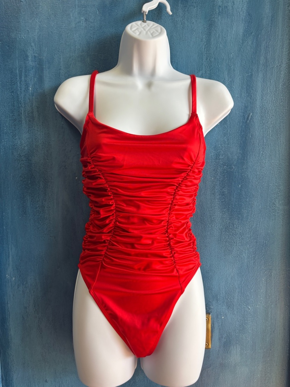 B. Swim Red Ruched Bandeau One-Piece Swimsuit